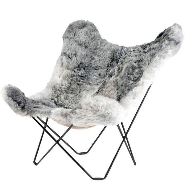 Cuero Iceland Mariposa Butterfly Chair, Shorn Grey/Black