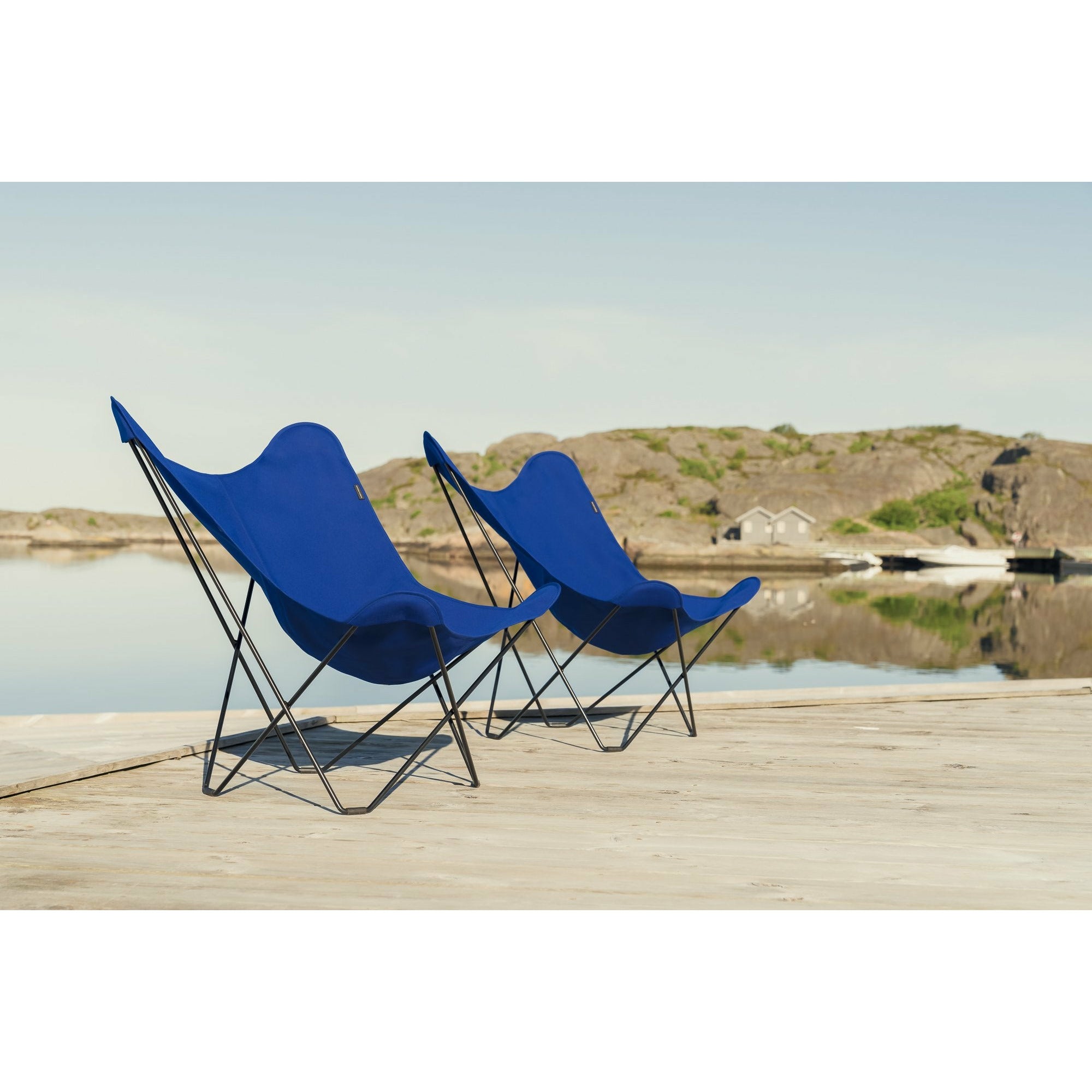 Cuero Sunshine Mariposa Butterfly Chair, Atlantic Blue/Black Galvanised