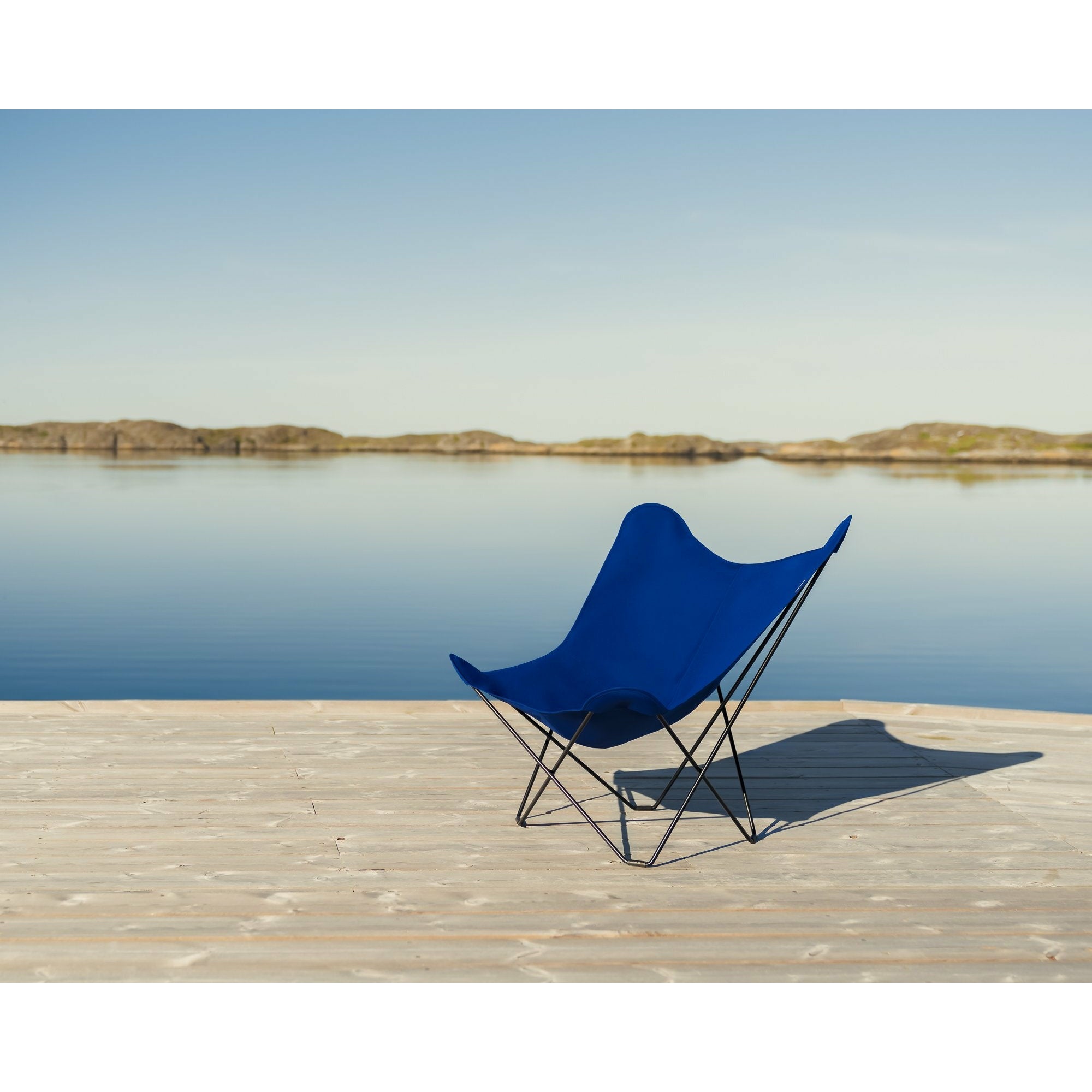 Cuero Sunshine Mariposa蝴蝶椅，大西洋蓝/黑色镀锌