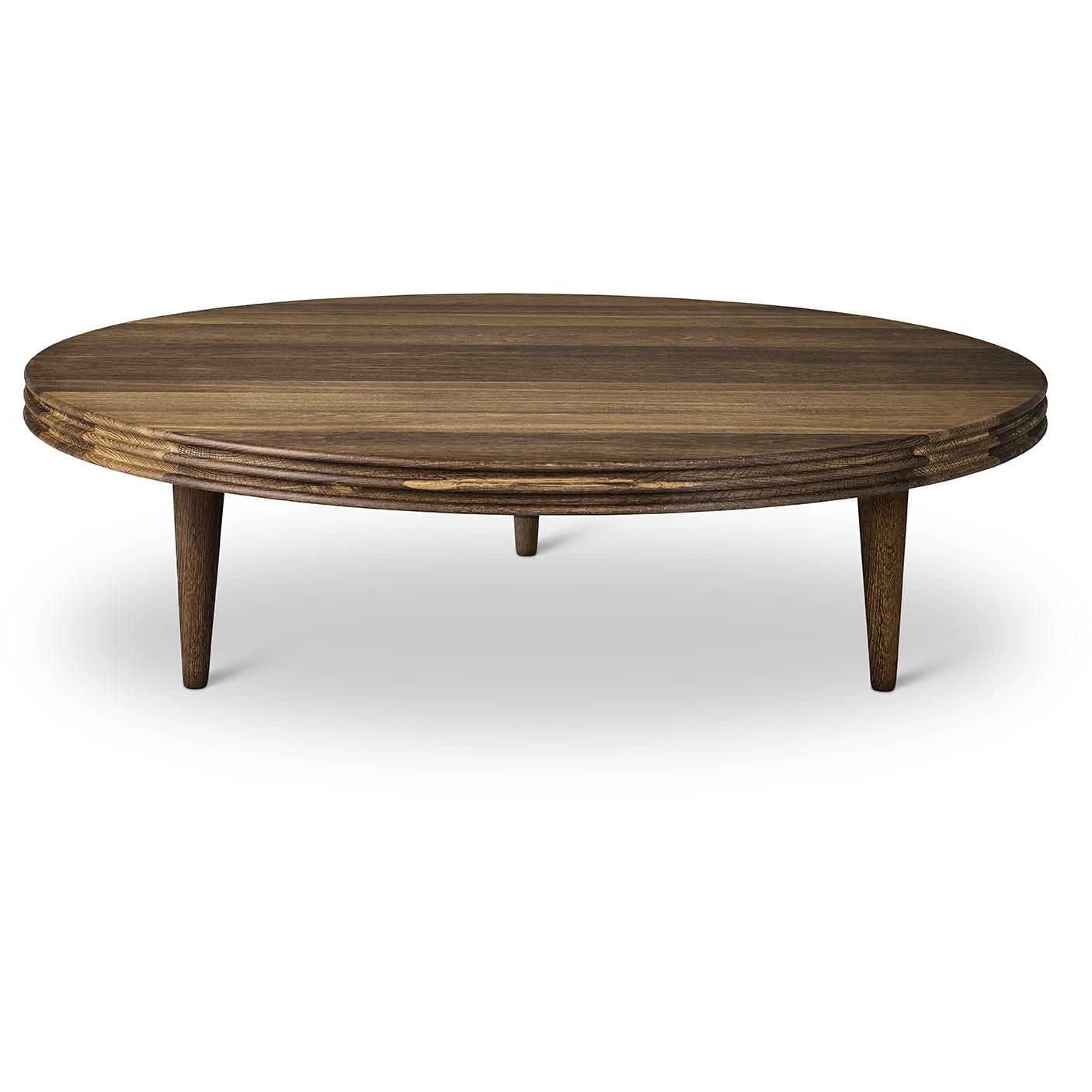 Dk3 Groove Three Benged Side Table Oak Smoked, Øx H 110x30 cm