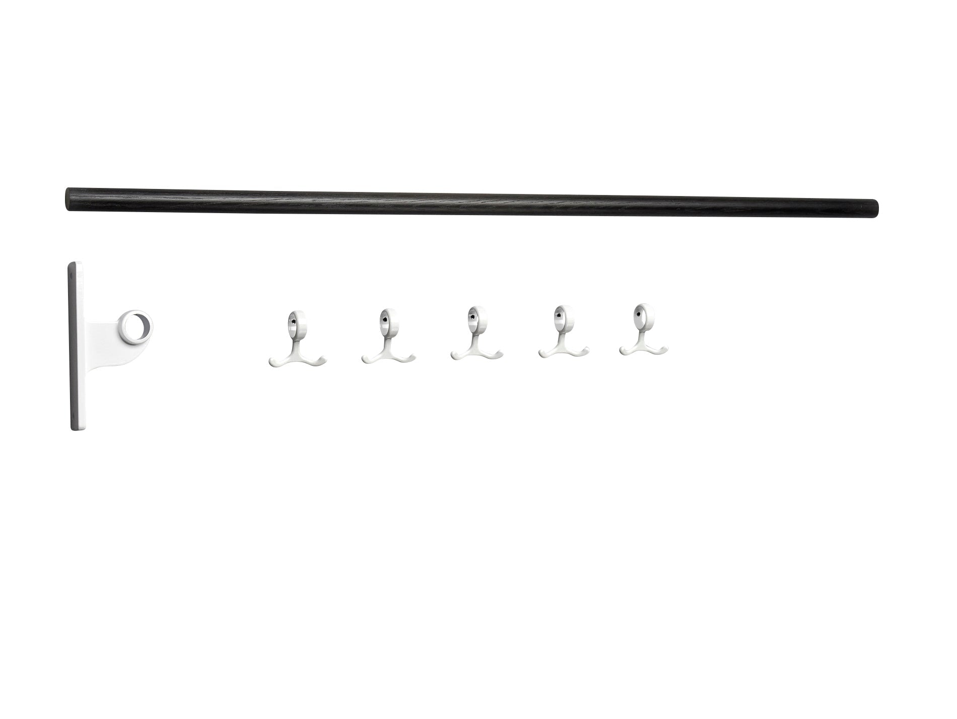 Essem Design Verlängerungsteil für Nostalgische Hakenleiste Eiche/Aluminium, schwarz gebeizt/weiß