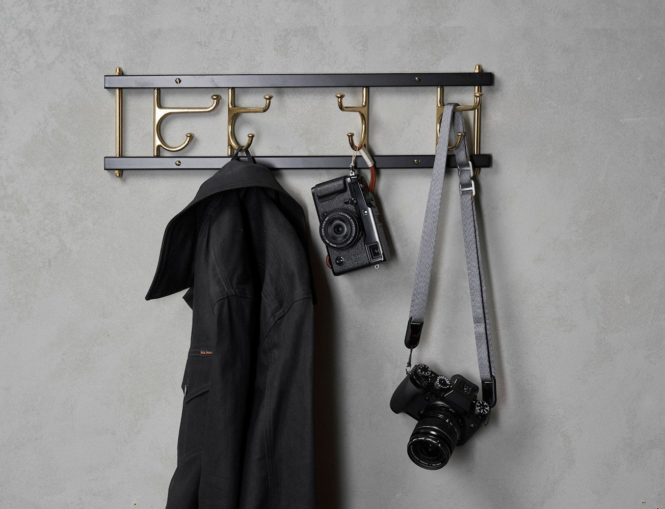 Essem Design Maxi 4 Decorative Hook Strip, Black/Brass