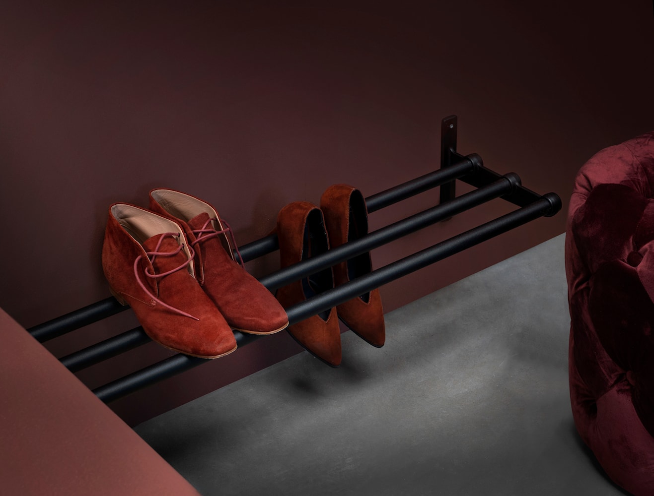 Essem Design Nostalgi hoedplank/schoenenrek, berken/aluminium