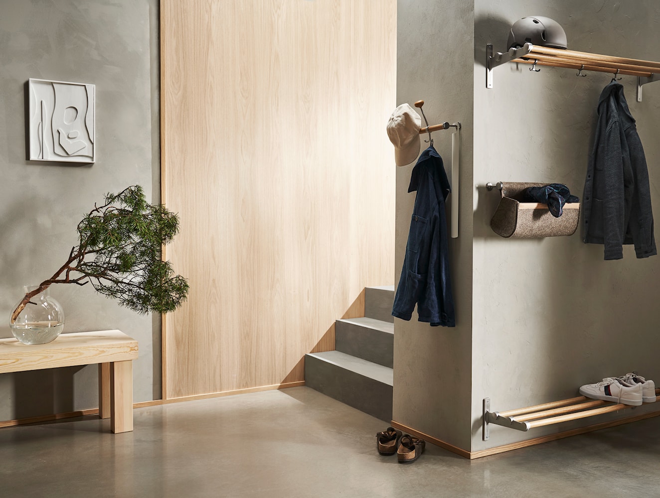 Design ESSEM Compartimento de almacenamiento Ulrika, lana natural/aluminio