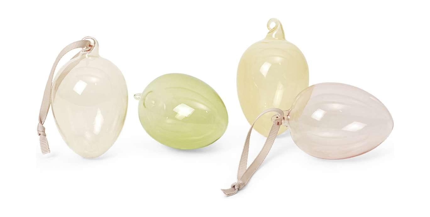 Ferm Living Glass Easter Eggs Set Of 4, Mixed Light