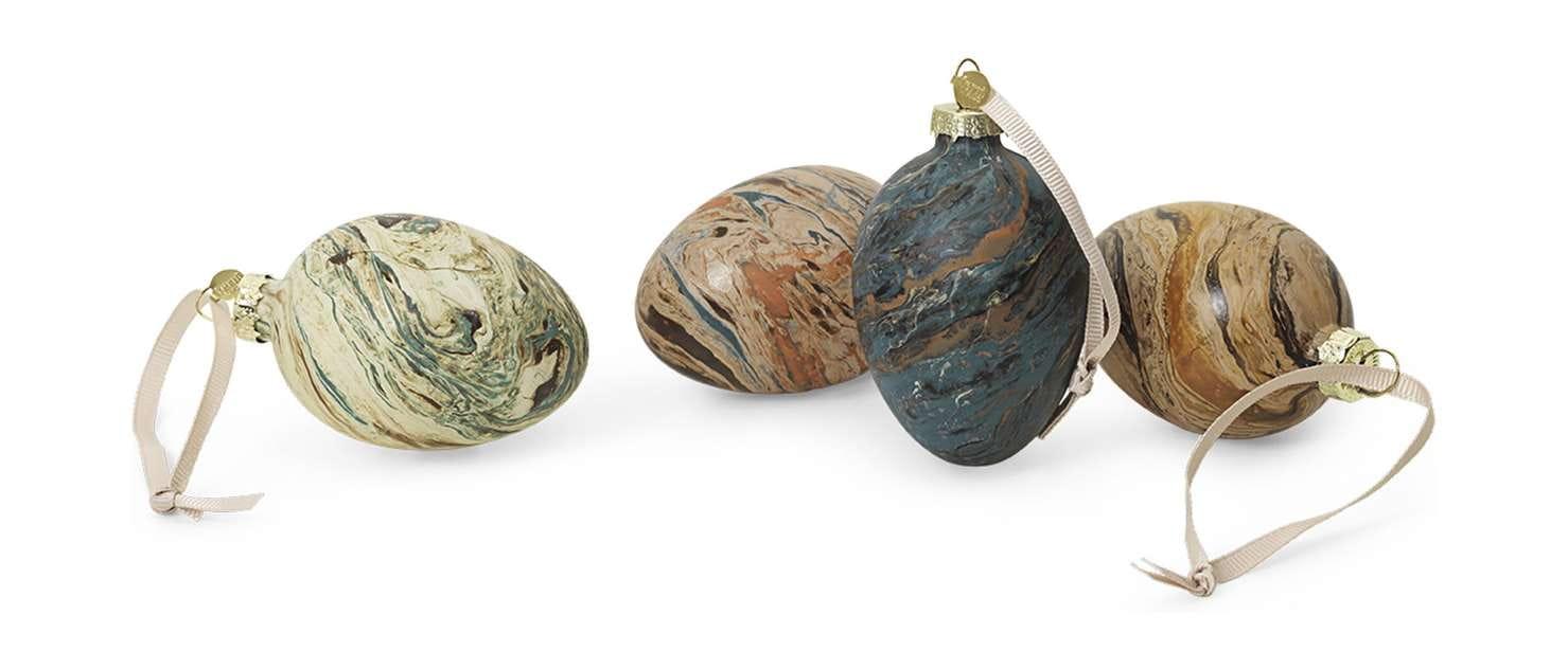 Ferm Living Marble Easter Eggs Set Of 4, Mixed