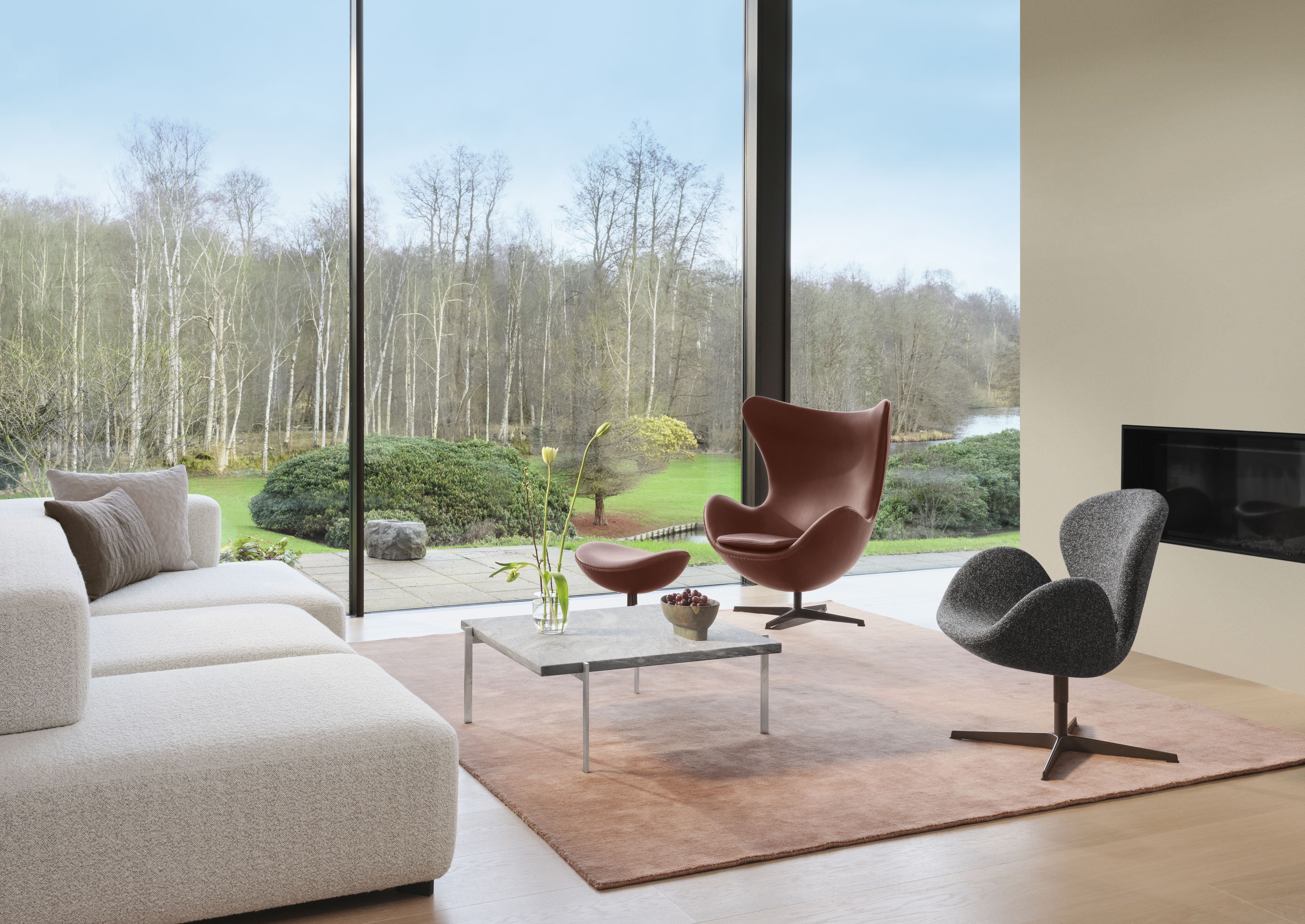 Fritz Hansen The Egg Lounge Chair, Grace Chestnut Leather Anniversary Collection