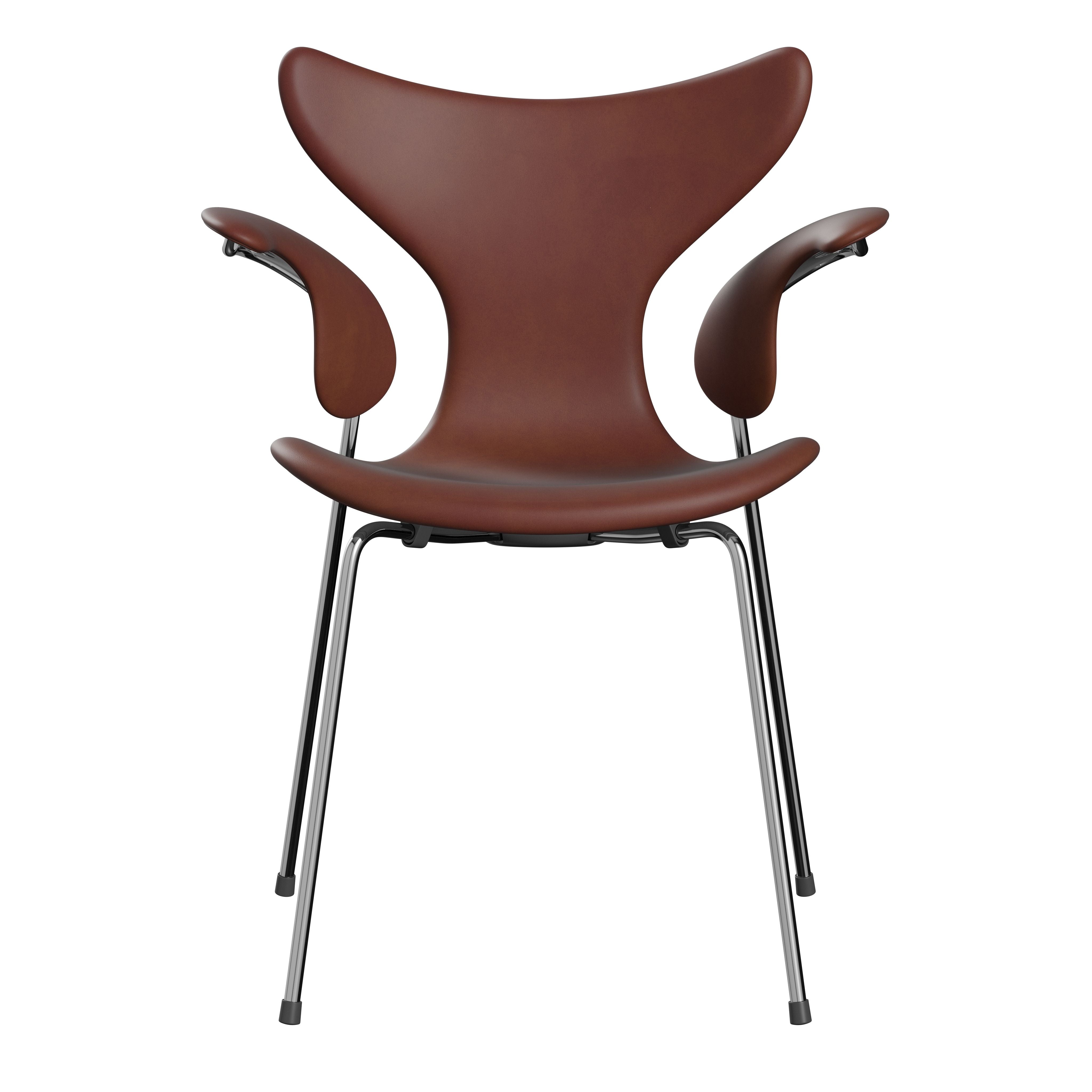 Fritz Hansen The Lily Armchair, Fully Upholstered With Grace Chestnut Leather Anniversary Collection
