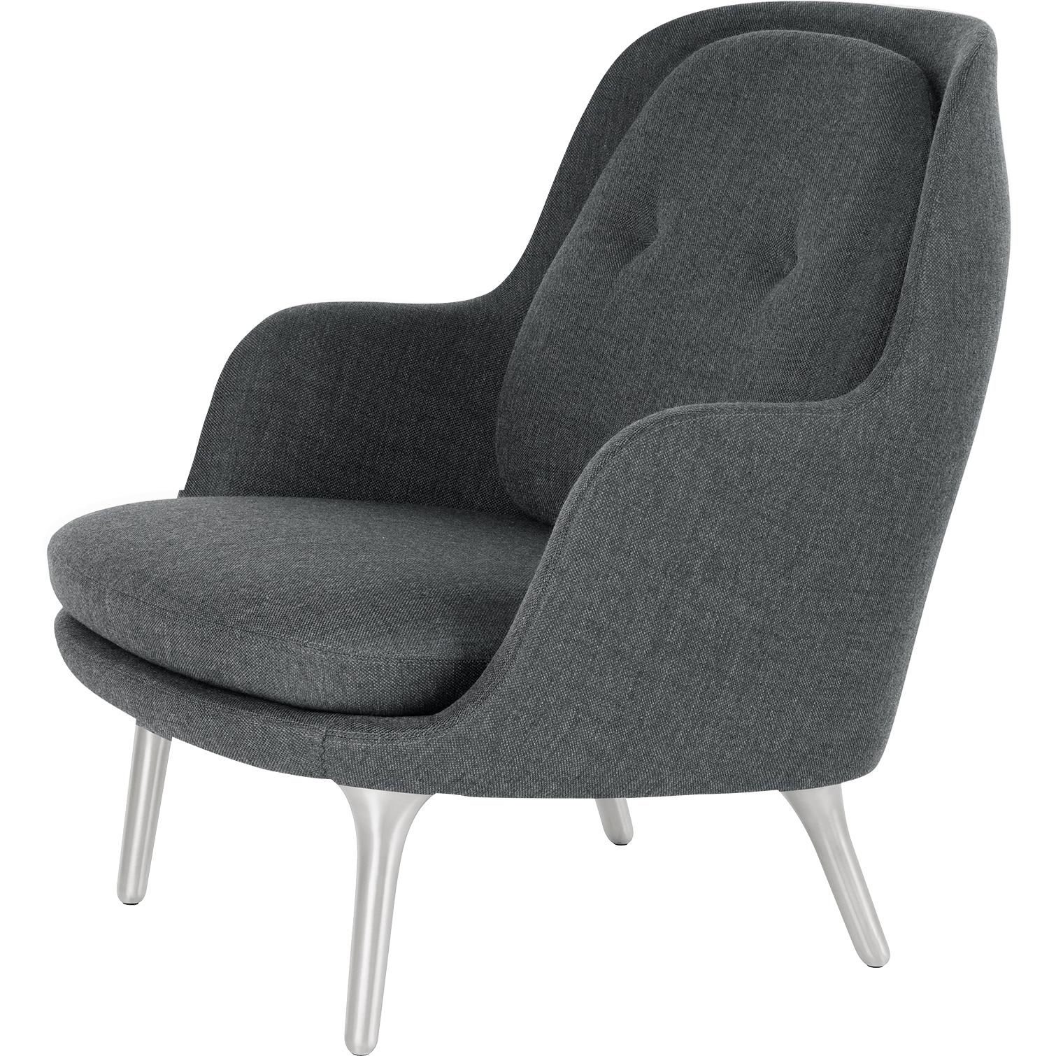 Fritz Hansen Fri Lounge Chair Aluminium, Sunniva Dunkelgrau