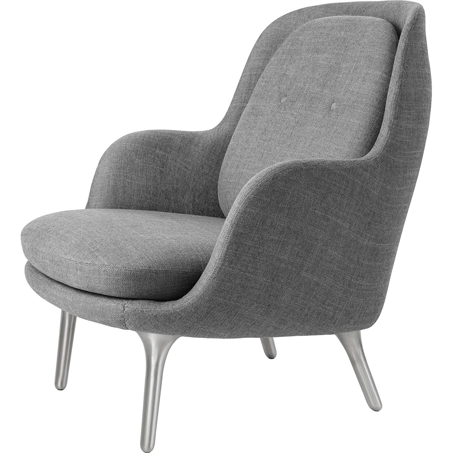 Fritz Hansen Fri Lounge Chair Aluminium, Sunniva Grau