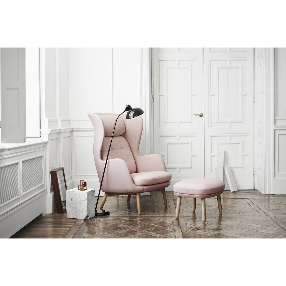 Fritz Hansen Ro Lounge stol træ, Hallingdal grå/ lærred grå