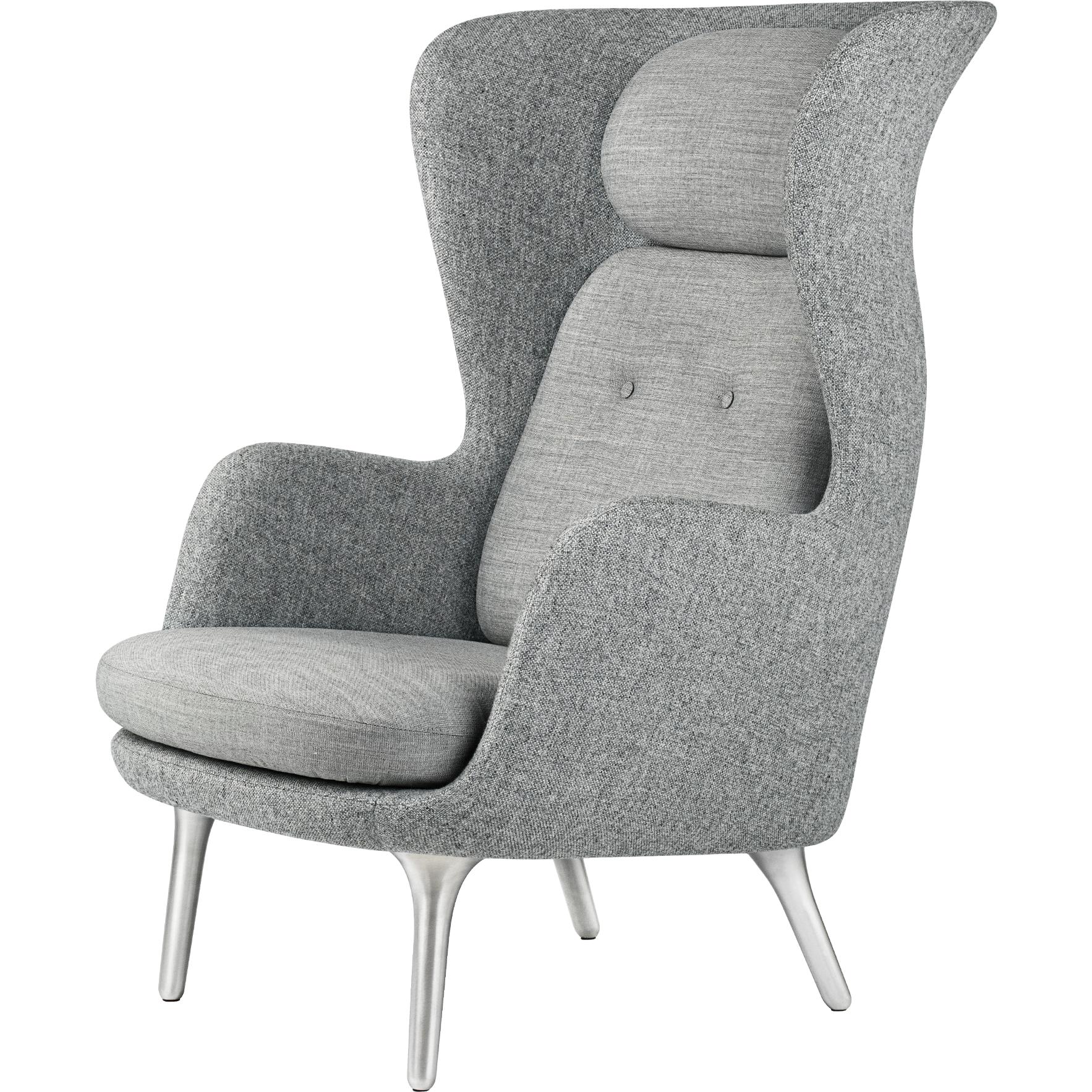 Fritz Hansen RO Lounge Stuhl zwei Tonus Aluminium, Hallingdal Grau/Leinwandgrau