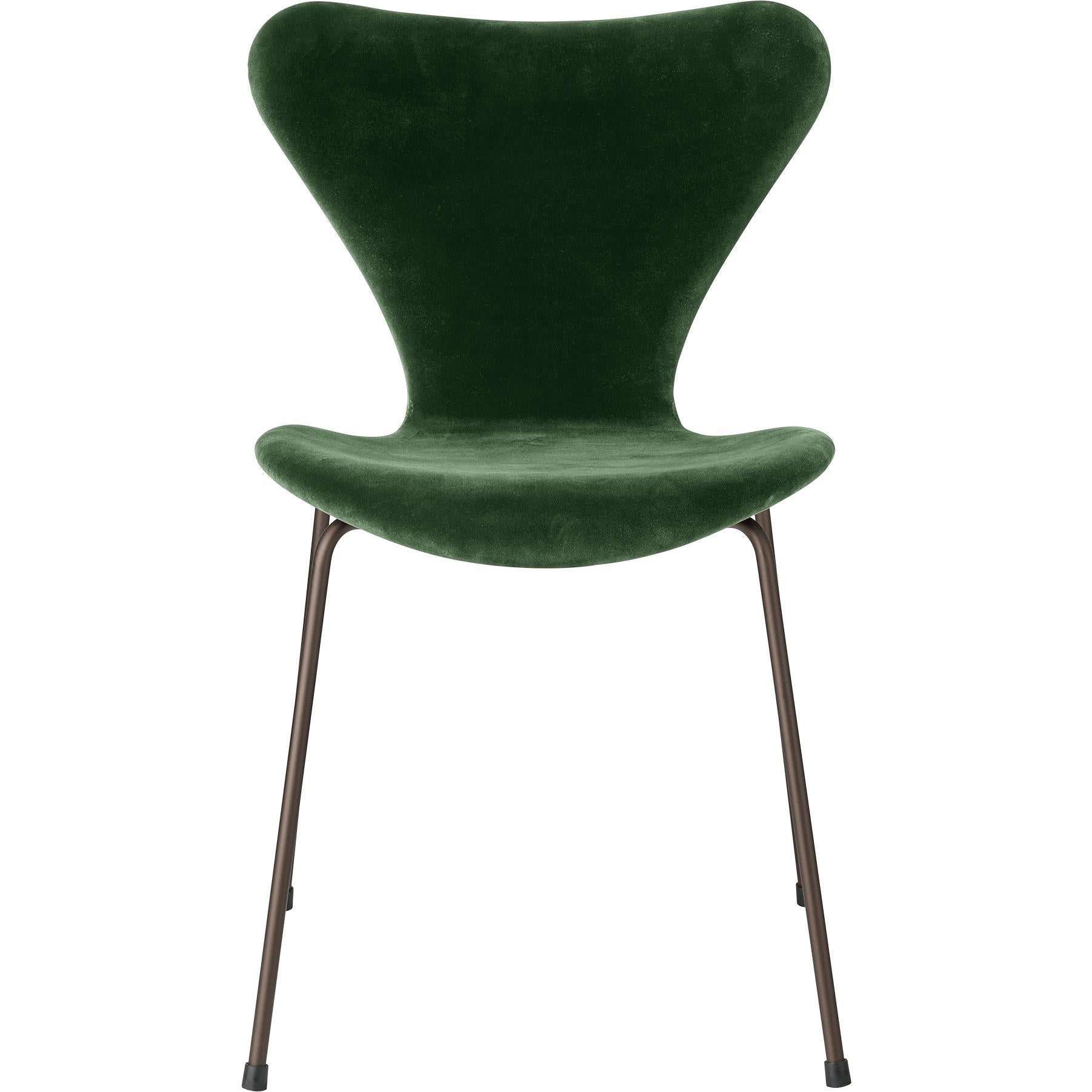 Fritz Hansen 3107 Chair Full Upholstery, Brown Bronze/Belfast Velvet Forest Green