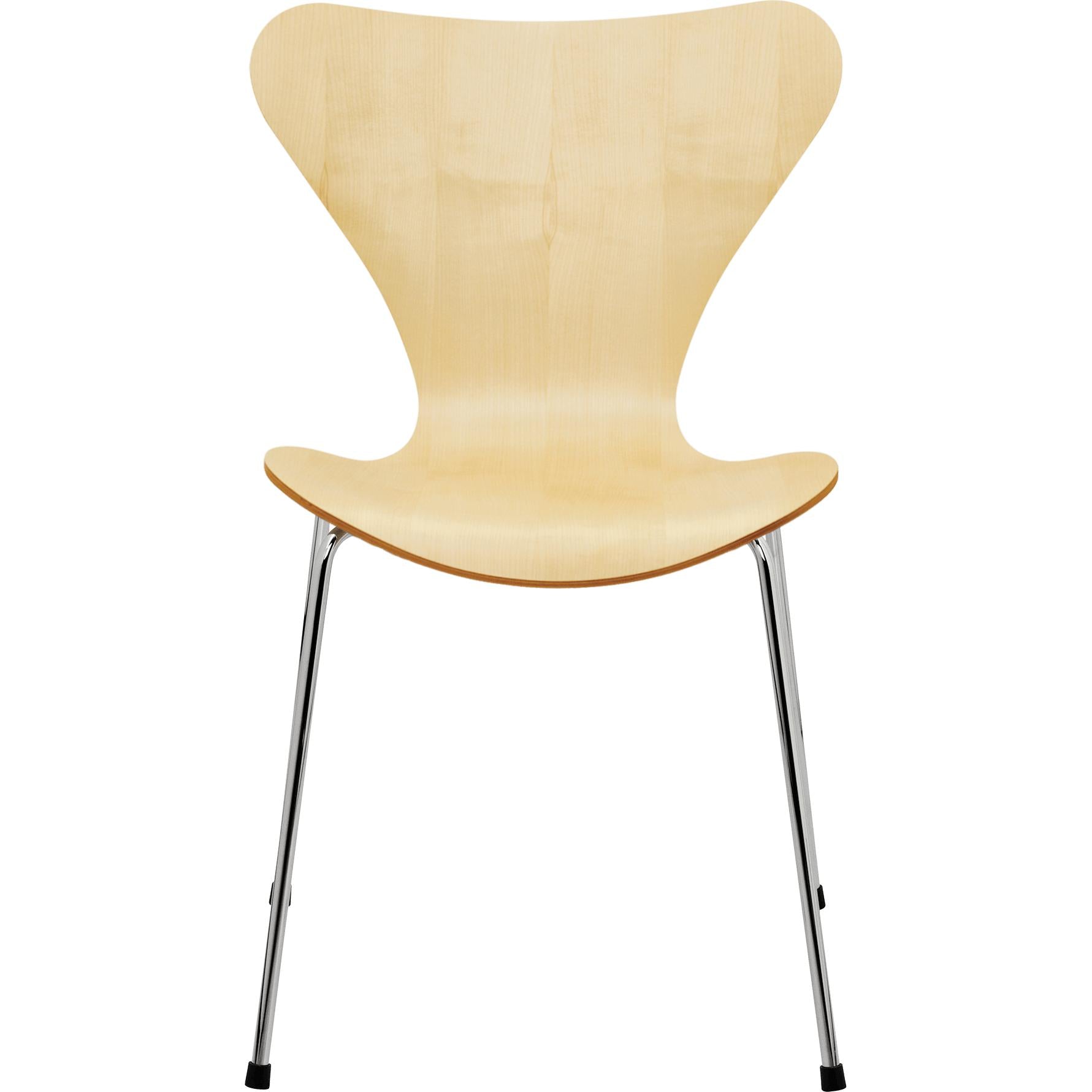 Fritz Hansen Series 7 Chair Veneer Maple Shell, Chromed Steel Base