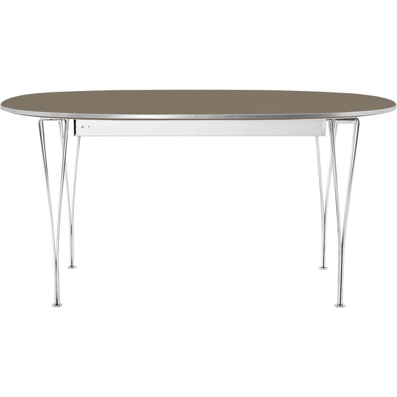 Fritz Hansen Super Ellipse Extendable Table Chrome 100 X170/270 cm, Gray Bromo Laminate