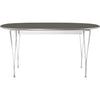 Fritz Hansen超级椭圆式桌子Chrome 100 x170/270厘米，灰色efeso层压板