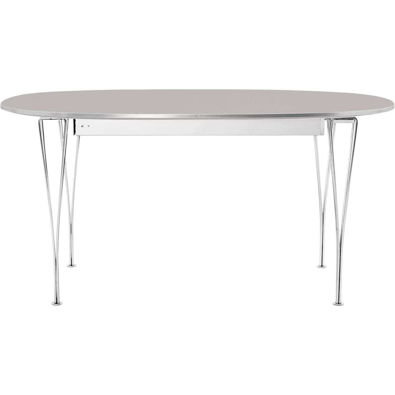 Fritz Hansen Superellipse餐桌铬/灰色EFESO贴面，120 x180 cm