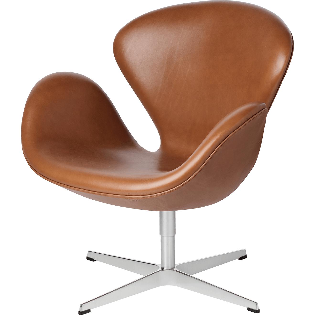 Fritz Hansen Svanen Lounge Chair Le cuir, élégance noix