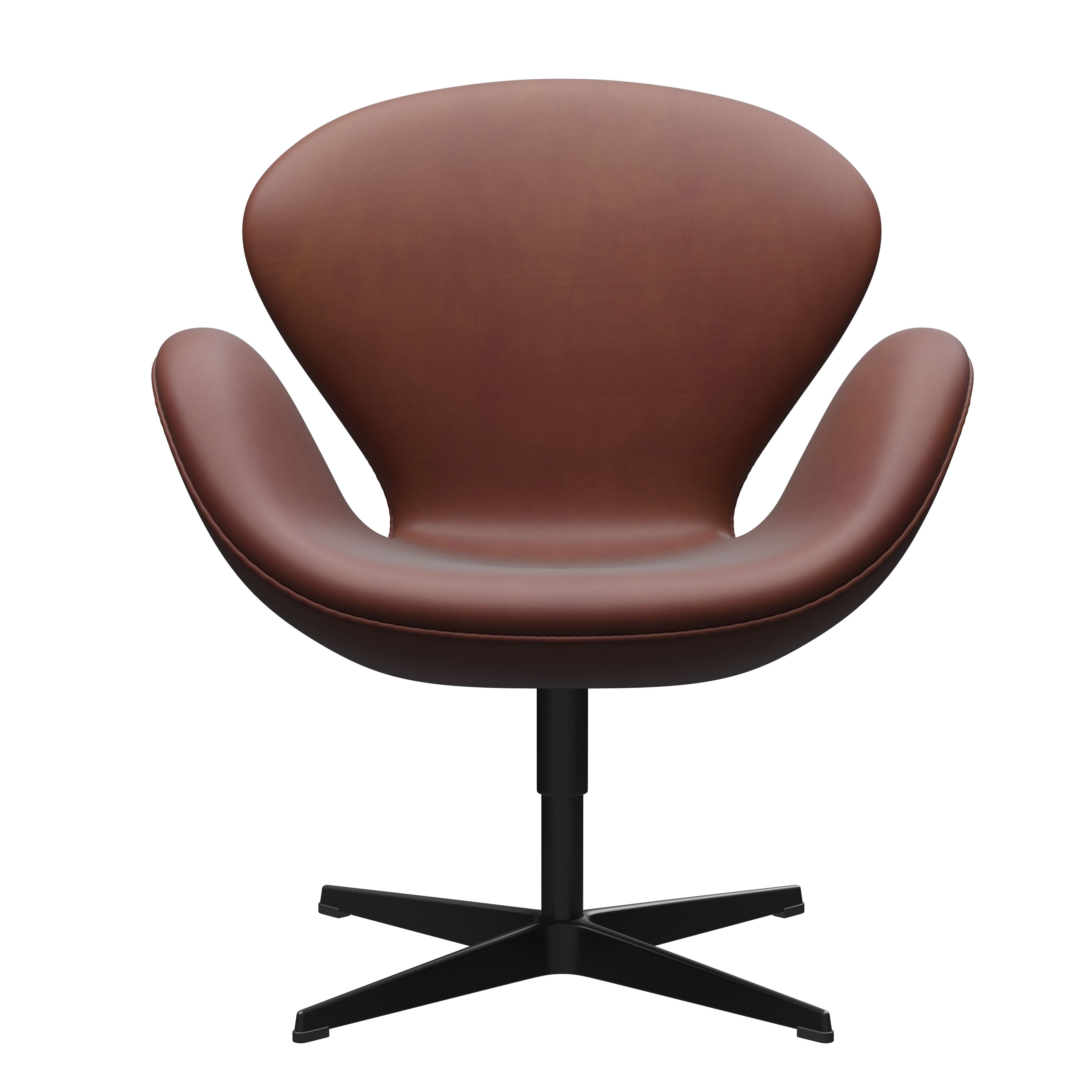 Fritz Hansen Swan Lounge Chair, Grace Chestnut Leather Jubileum Collection