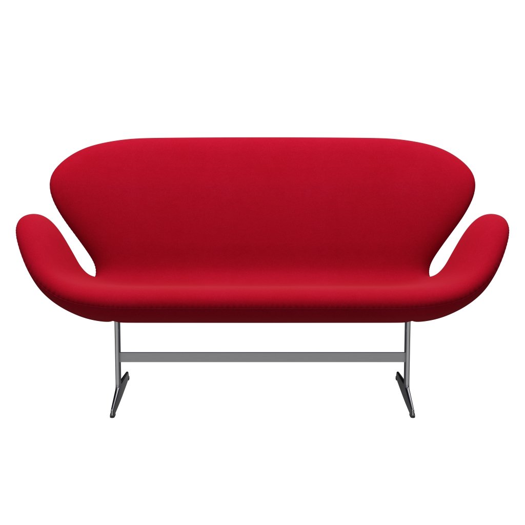 Fritz Hansen Swan Sofa 2 Seater, Satin Brushed Aluminium/Divina Pink