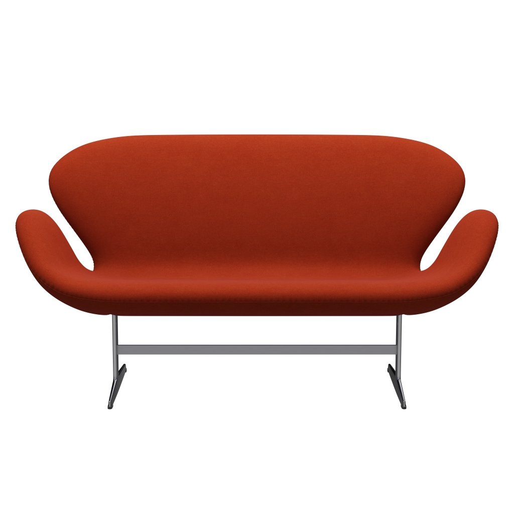 Fritz Hansen Swan Sofa 2 Seater, Satin Brushed Aluminium/Divina Terracotta