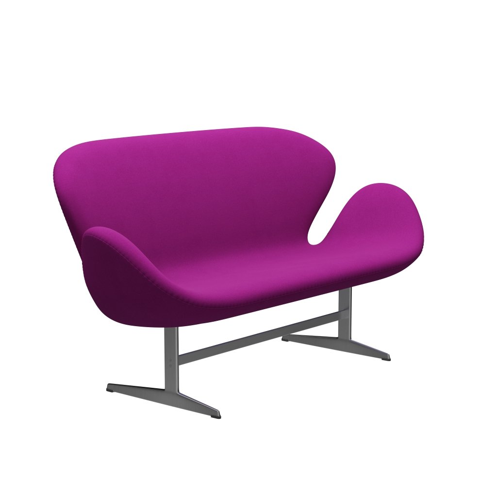 Fritz Hansen Swan Sofa 2 Seater, Satin Brushed Aluminium/Divina Violet (666)