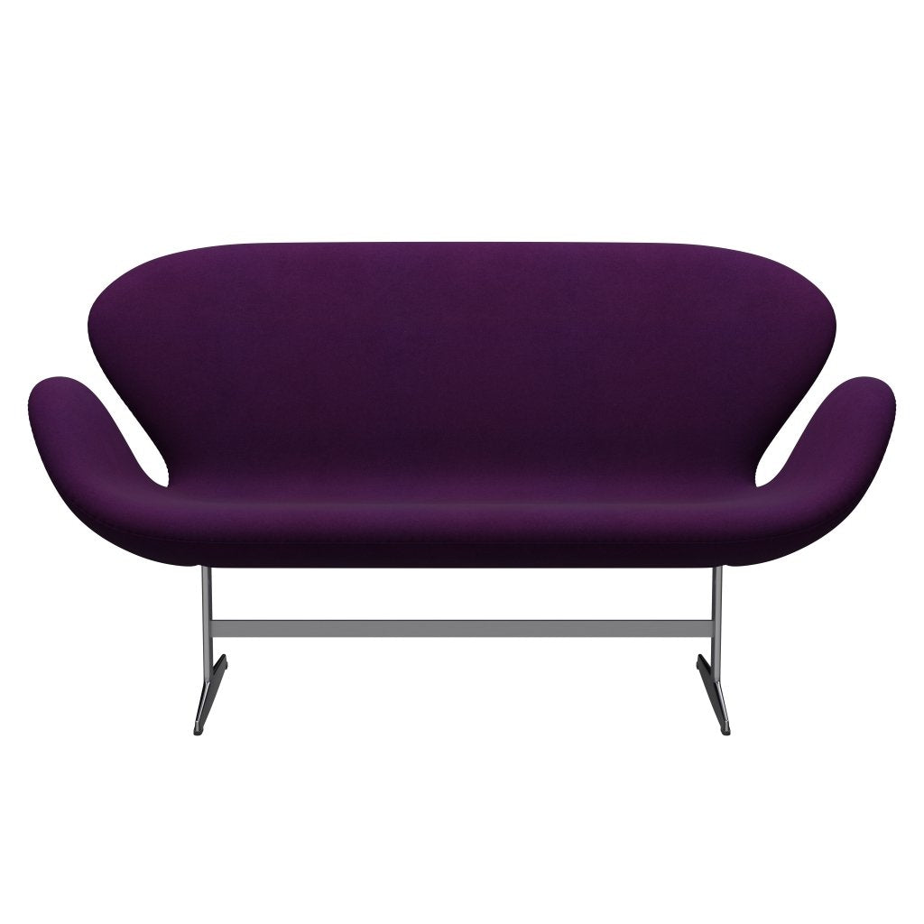 Fritz Hansen Swan Sofa 2 Seater, Satin Brushed Aluminium/Divina Violet (696)