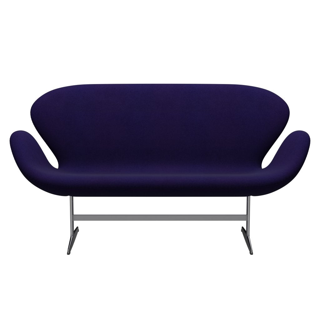 Fritz Hansen Swan Sofa 2 Seater, Satin Brushed Aluminium/Divina Violet Dark (692)
