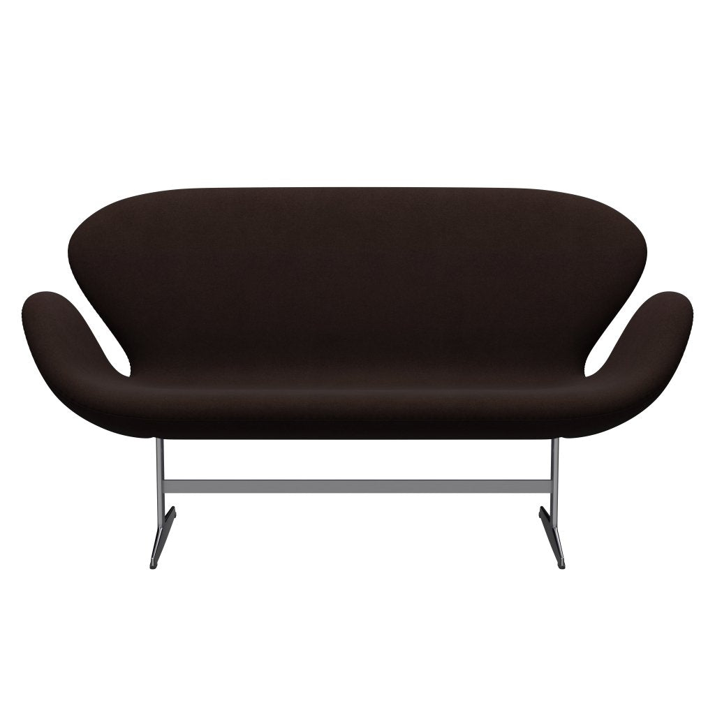 Fritz Hansen Swan Sofa 2 Seater, Satin Brushed Aluminium/Divina Warm Brown