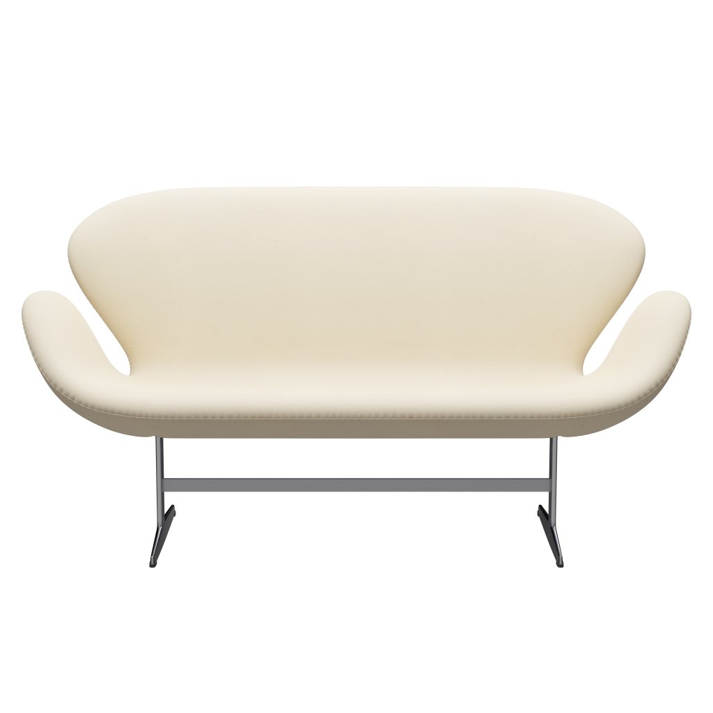 Fritz Hansen Swan Sofa 2 Seater, Satin Brushed Aluminium/Divina White