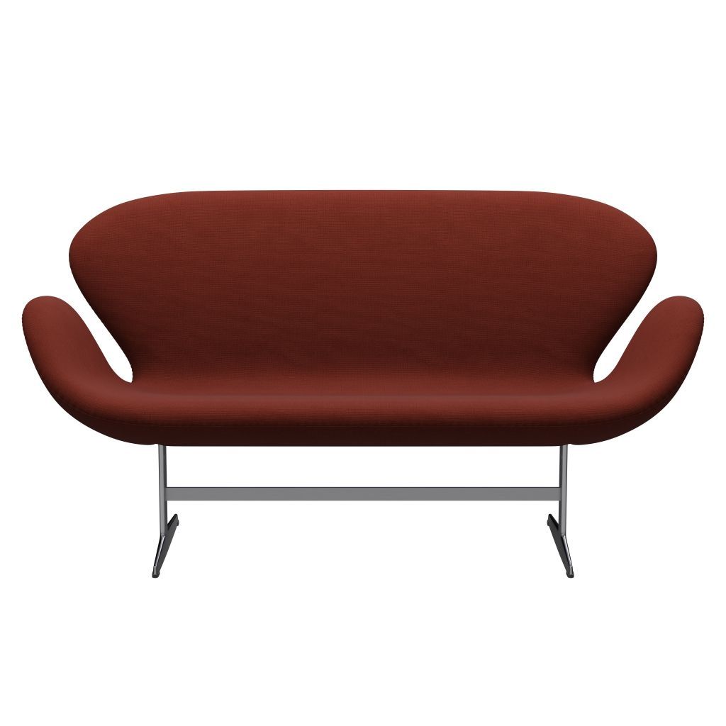Fritz Hansen Swan Sofa 2 Seater, Satin Brushed Aluminium/Fame Light Brown (63076)