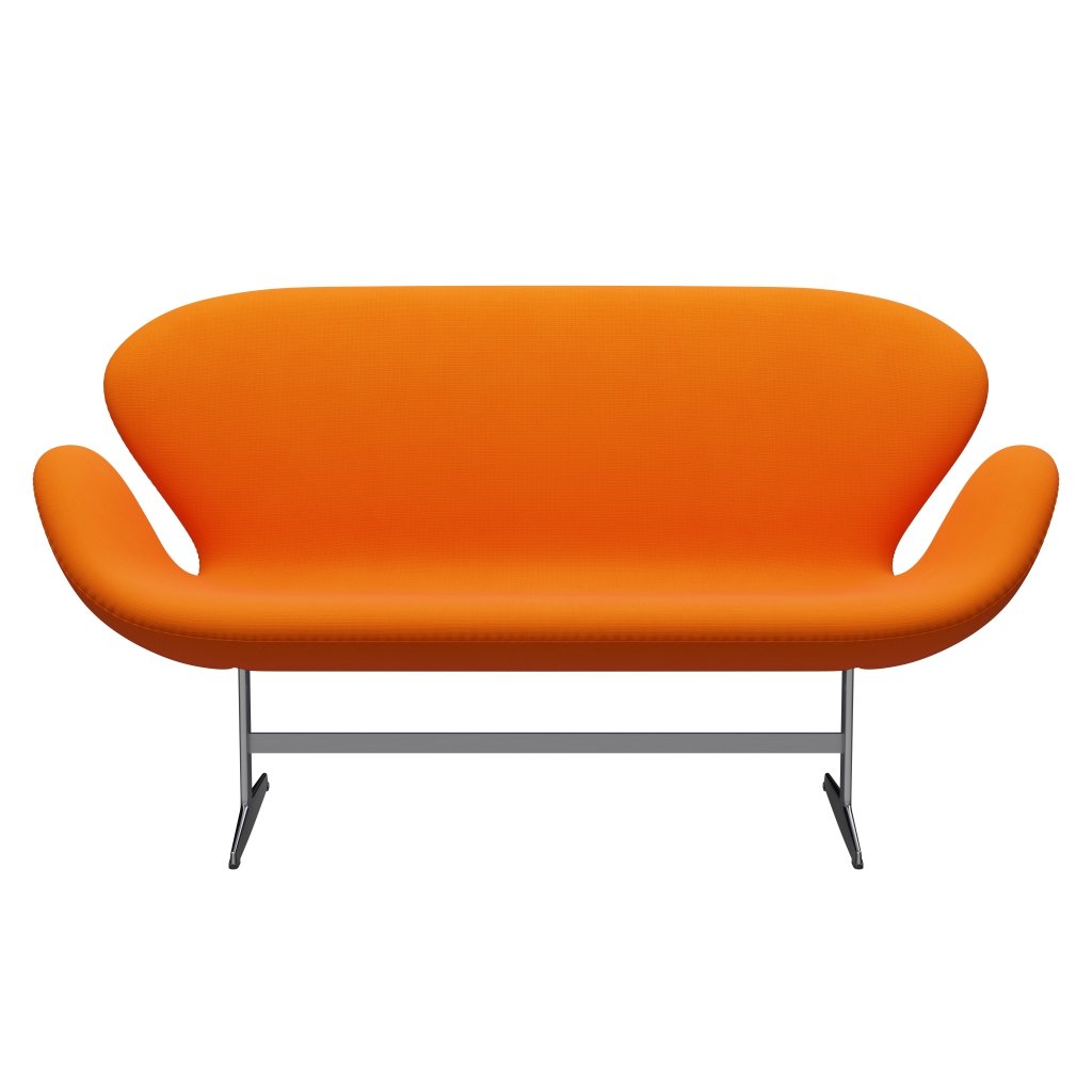 Fritz Hansen Swan沙发2座，缎面铝制铝/名望橙（63077）