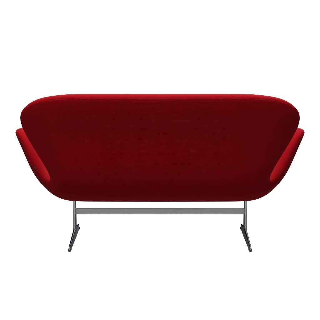 Fritz Hansen Swan Sofa 2 Seater, Satin Brushed Aluminium/Fame Red (64089)
