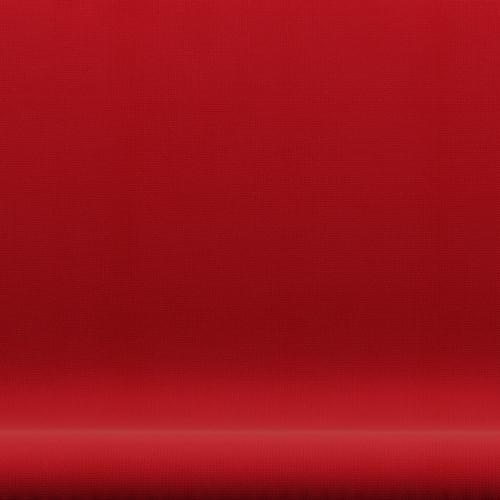 Fritz Hansen Swan Sofa 2 Seater, Satin Brushed Aluminium/Fame Red (64089)