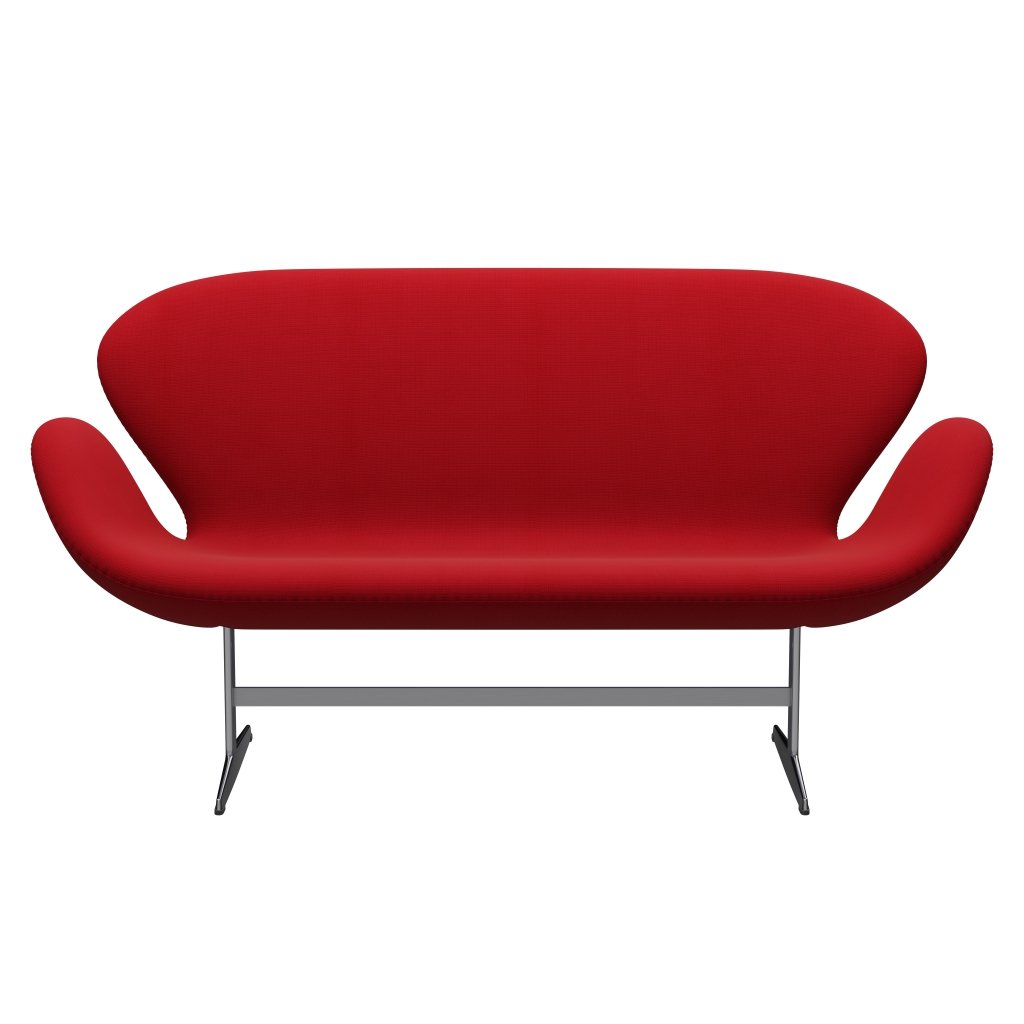 Fritz Hansen Swan Sofa 2 seters, satengbørstet aluminium/berømmelse rød (64089)
