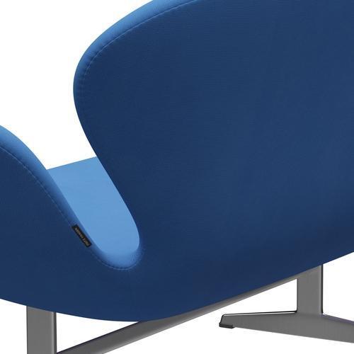 Fritz Hansen Swan Sofa 2 Seater, Satin Brushed Aluminium/Fame Turquoise (66118)