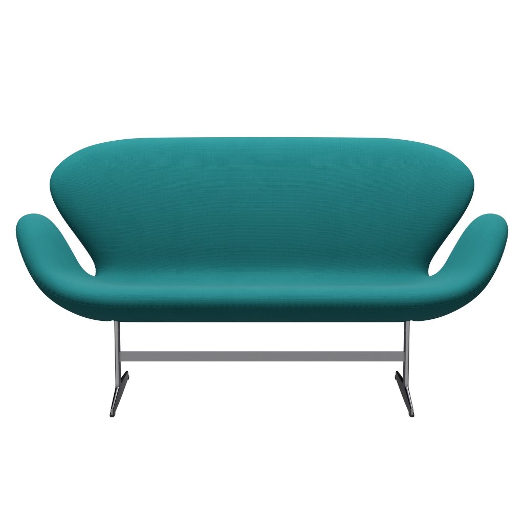 Fritz Hansen Swan Sofa 2 Seater, Satin Brushed Aluminium/Fame Turquoise (67016)
