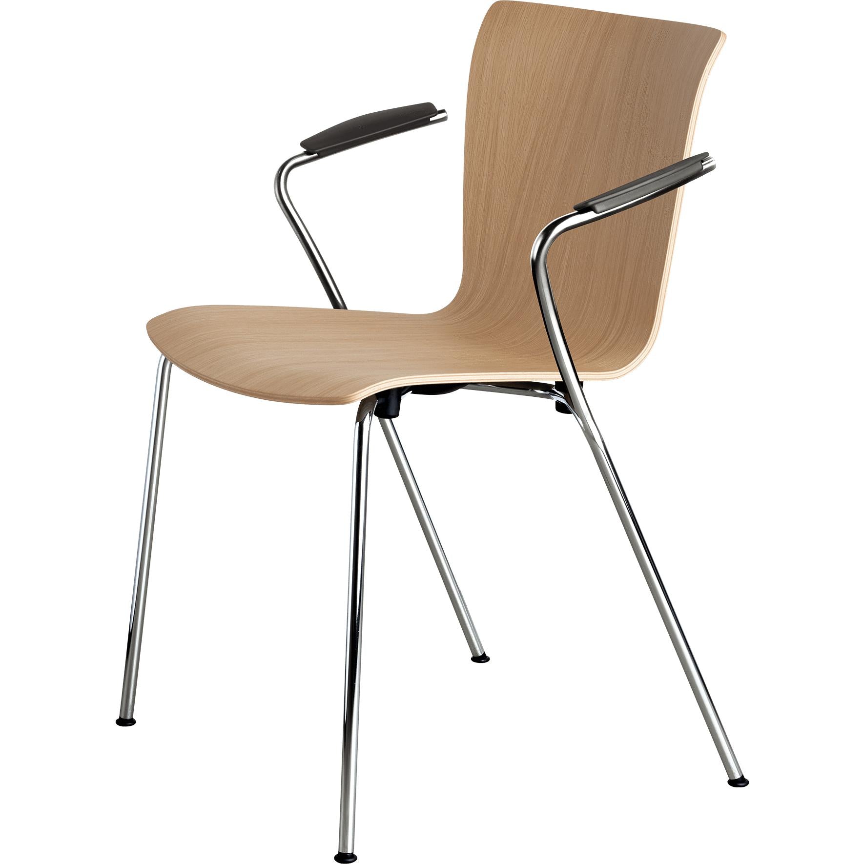 Fritz Hansen Vico Duo Vm111 Chair With Armrest Chrome Legs, Oak