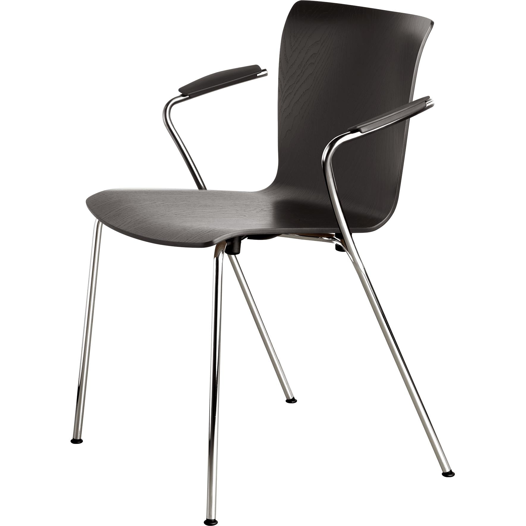 Fritz Hansen Vico Duo Vm111 Chair With Armrest Chrome Legs, Black Ash