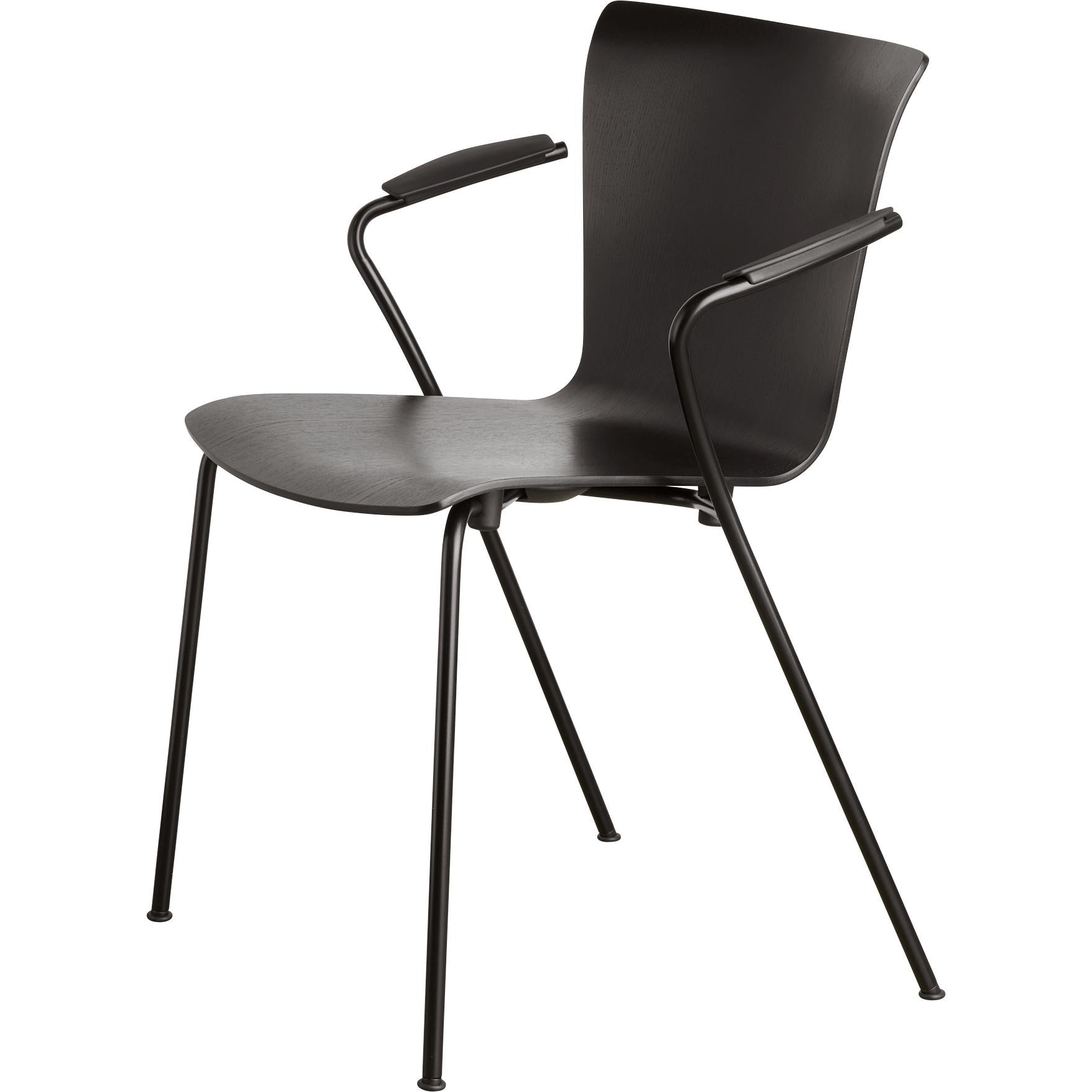 Fritz Hansen Vico Duo Vm111 Chair With Armrest Powder Coated Frame, Black Ash