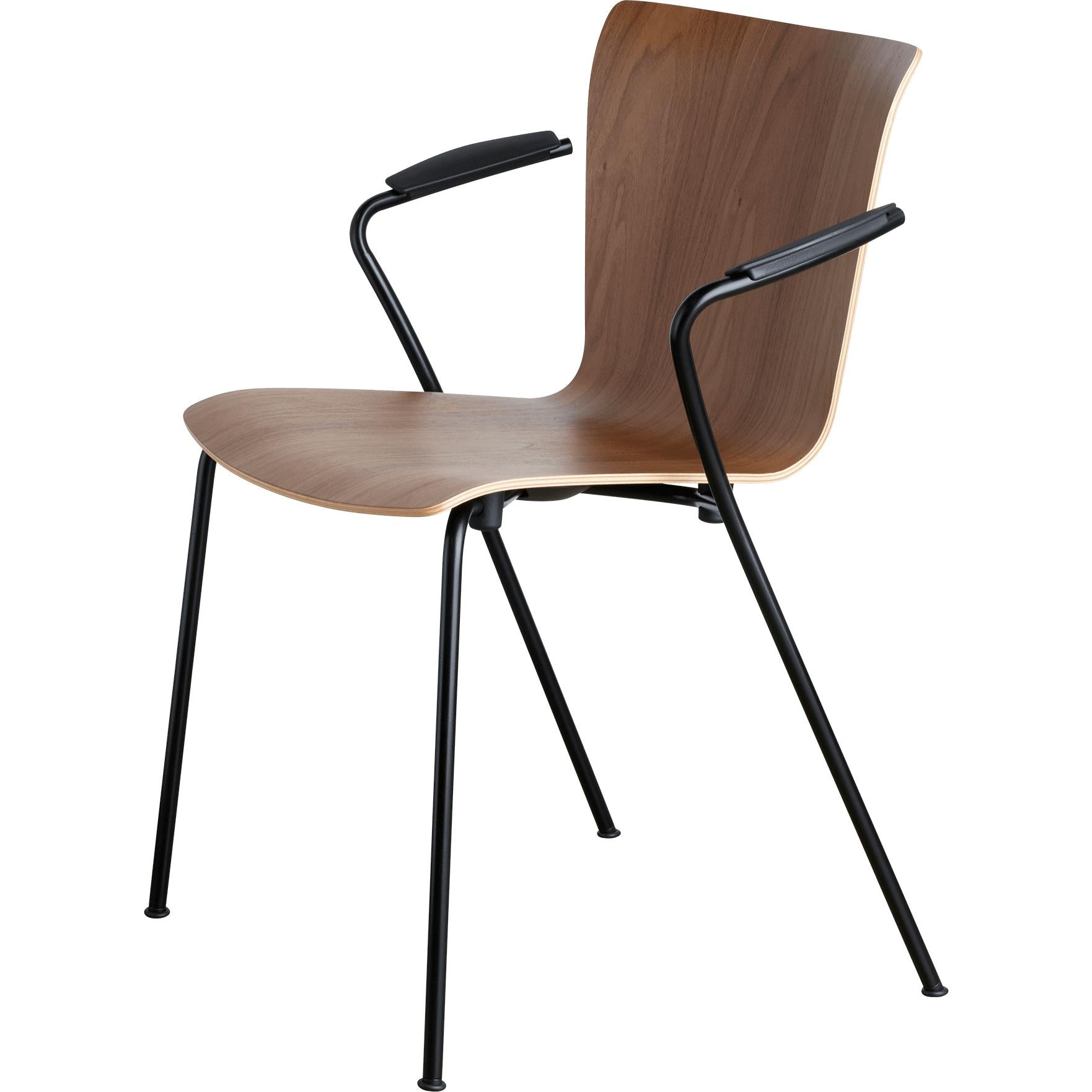 Fritz Hansen Vico Duo Vm111 Chair With Armrest Powder Coated Frame, Walnut