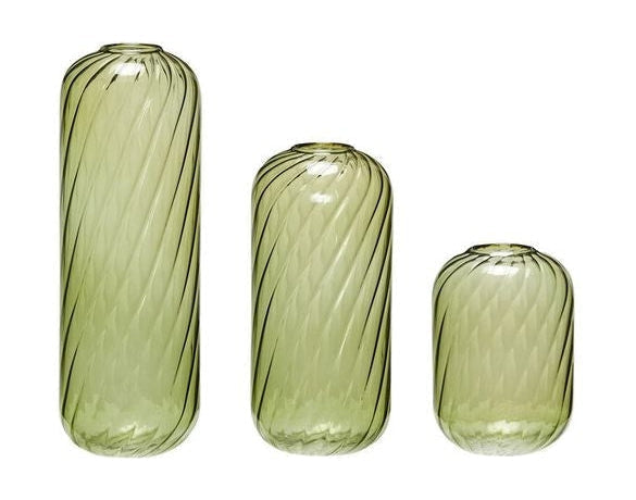 Hübsch Fleur Vase Set von 3, grün