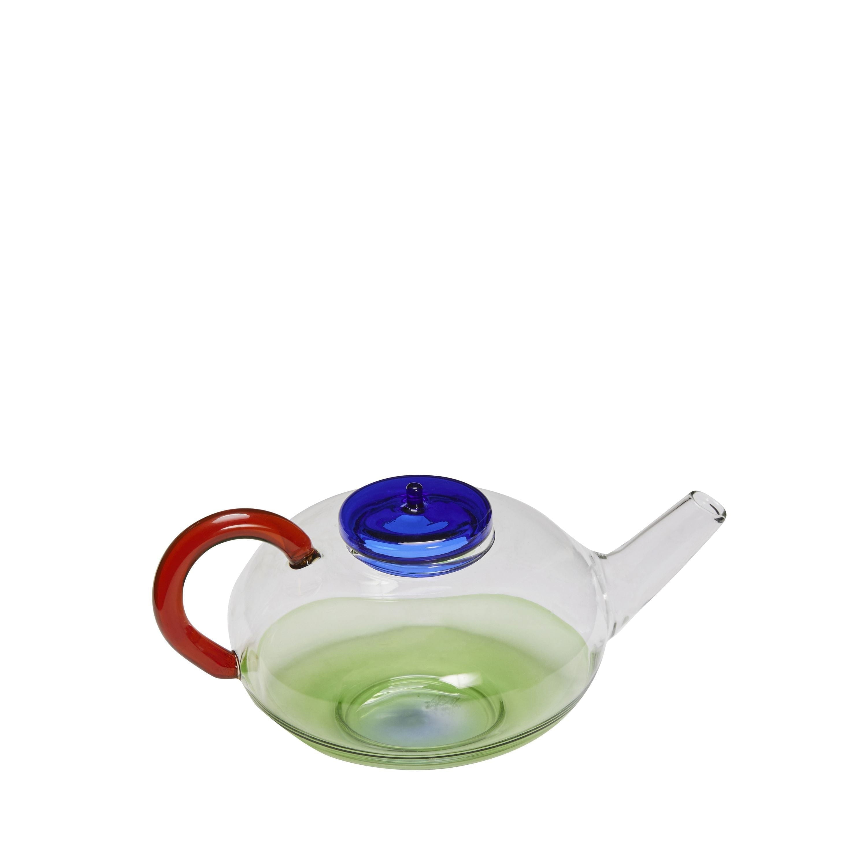 Hübsch No Rush Teapot, Blue/Clear/Green/Amber