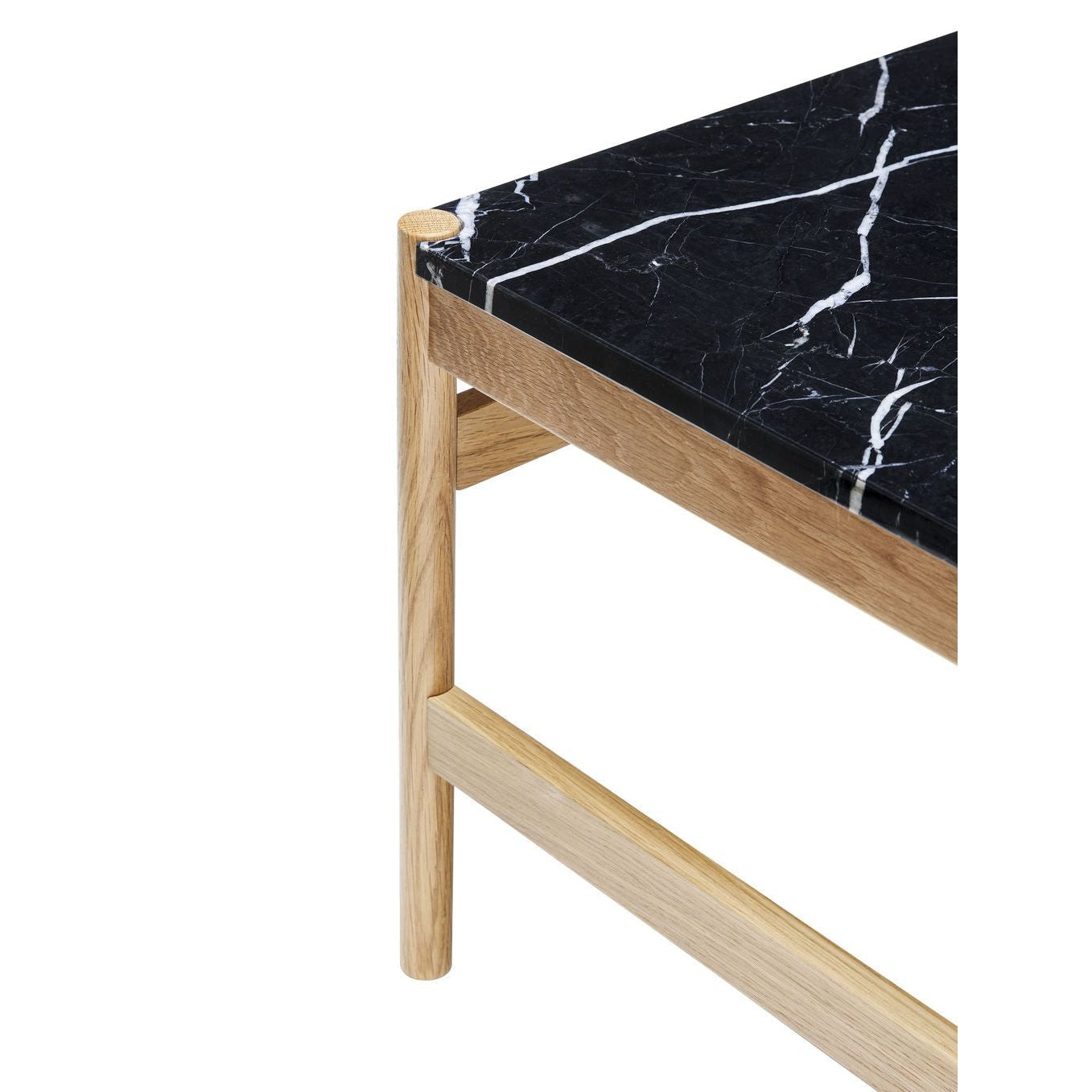 Tavolo laterale grezzo Hübsch quercia/marmo