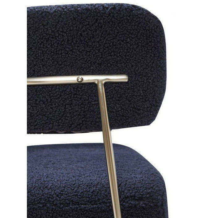 Hübsch Teddy lounge stoel polyester/metaalblauw/nikkel