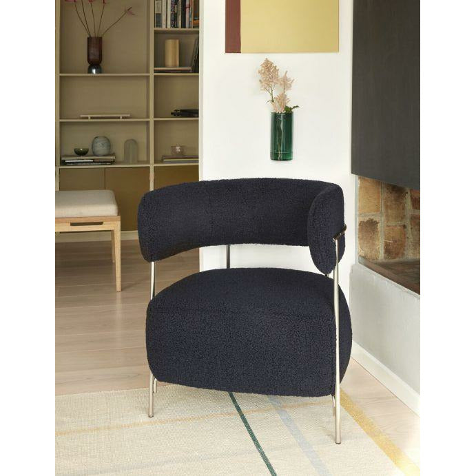 Hübsch Teddy Lounge Chair Polyester/Metal Blue/Nickel