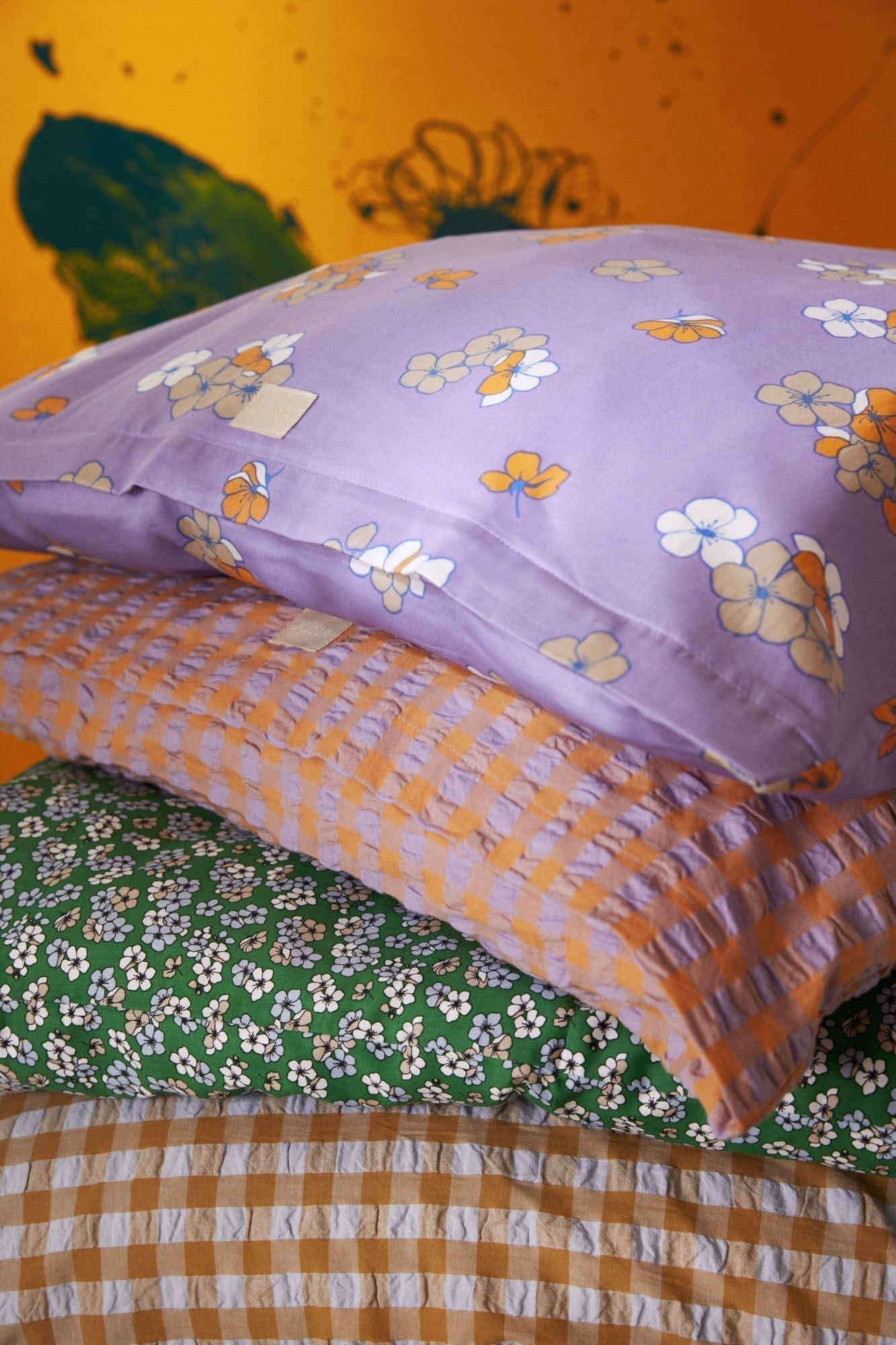 Juna Bæk&Bølge Pillowcase 63x60 Cm, Lavender Blue/Peach