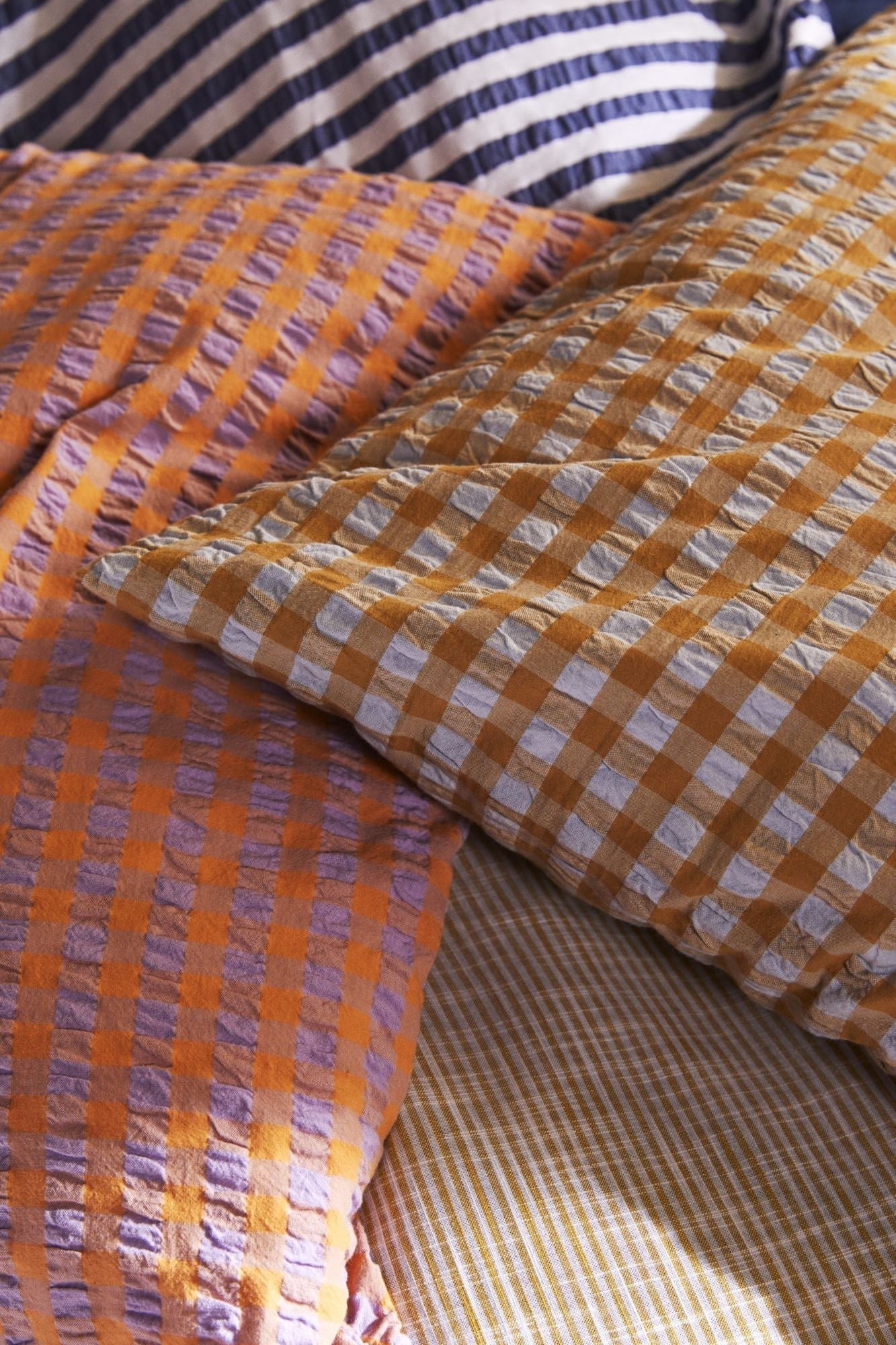Juna Bæk&Bølge Pillowcase 63x60 Cm, Lavender Blue/Peach