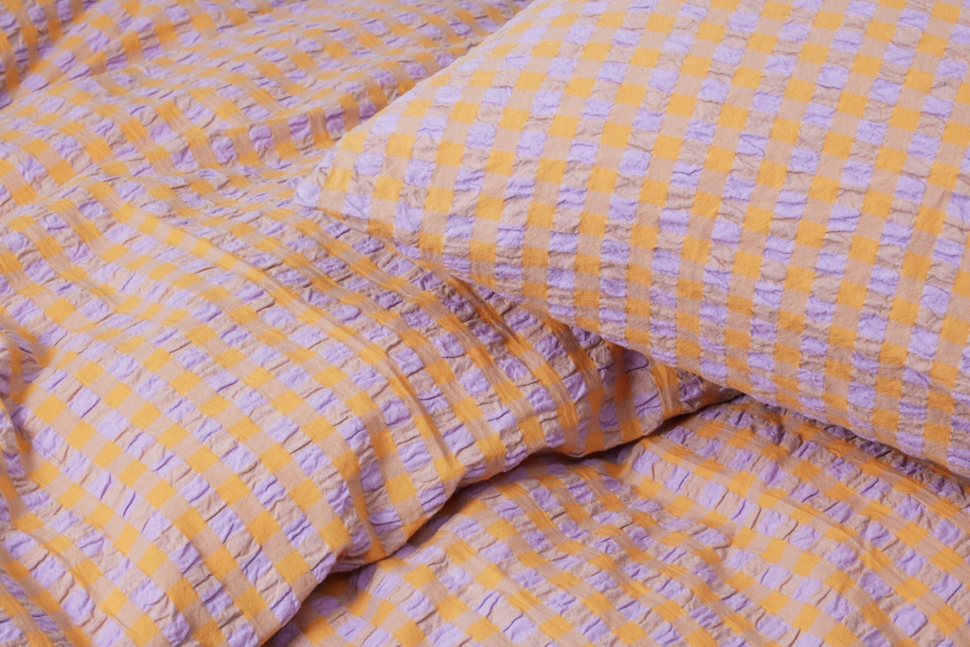 Juna Bæk & Bølge bed linnen 140x220 cm, lavendel blauw/perzik