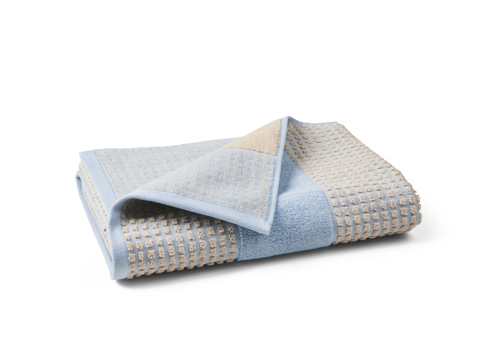 JUNA Kontroller håndklæde 70x140 cm, lyseblå/sand